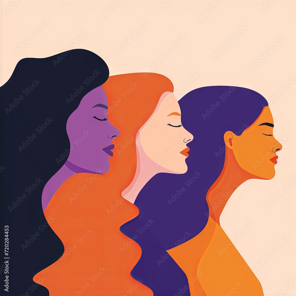Symphony of Multicultural Women Flat Vector Illustration
