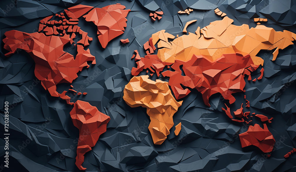 Obraz premium world map collage illustration - globalisation travel art