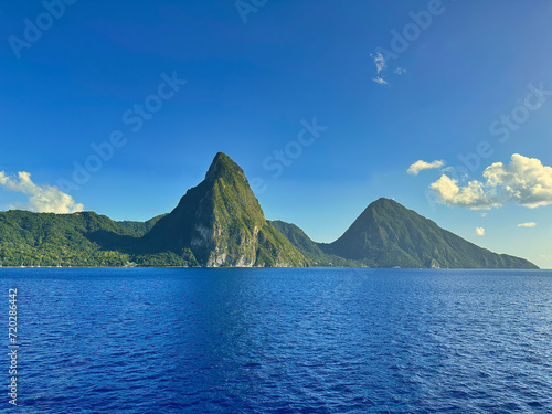 Pitons mountains on St. Lucia caribbean