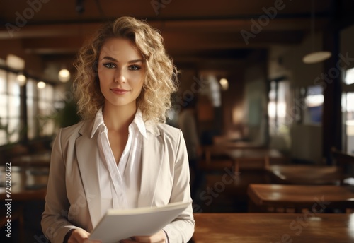 Woman holds pen and paper ready to jot down ideas or sketch in a simple yet effective manner, corporate paper reports image