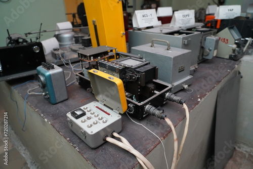 Almaty, Kazakhstan - 12.20.2023 : Old inactive equipment for recording seismic activity. photo