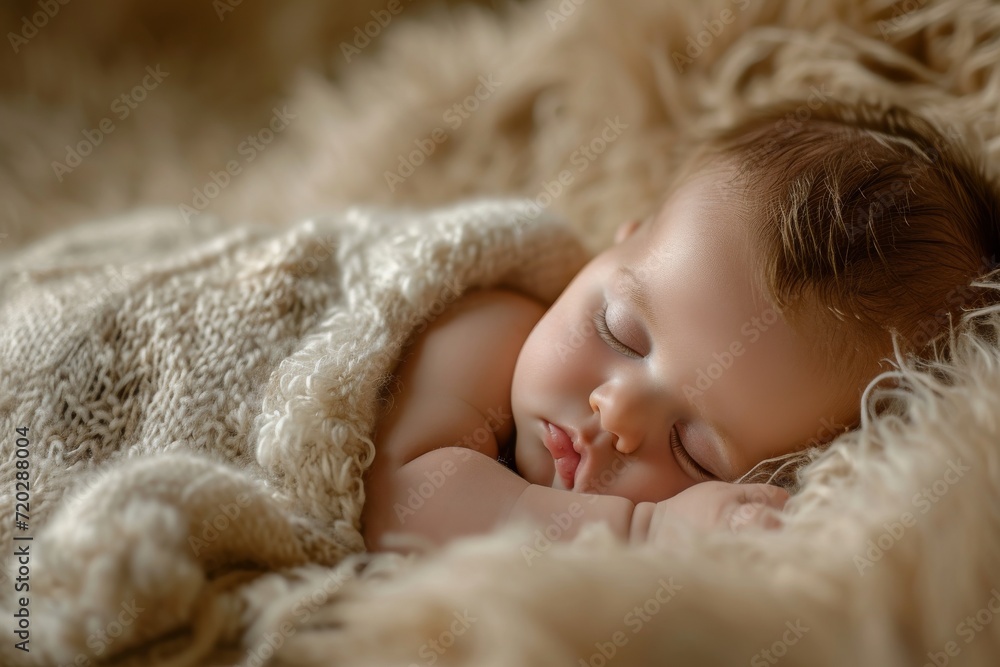 A peaceful slumber on a soft blanket, a precious newborn boy with delicate features and flawless skin resting in blissful sleep A peaceful slumber on a soft blanket, a precious newborn boy with delicate features and flawless skin resting in blissful sleep