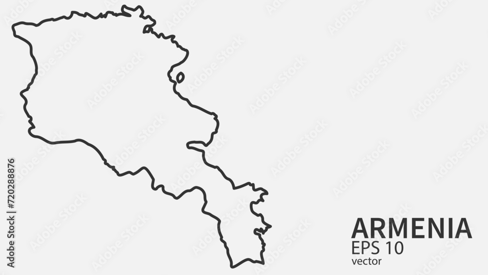 Vector line map of Armenia. Vector design isolated on white background.	
