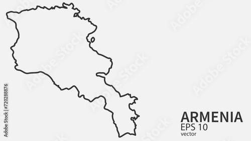 Vector line map of Armenia. Vector design isolated on white background.  