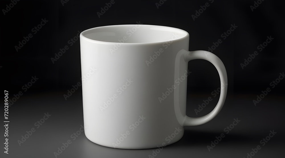 Obraz premium White cup on a black background