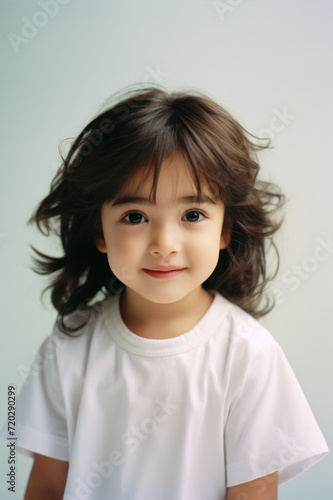 Young child, an Asian girl portrait in white t-shirt © Photocreo Bednarek