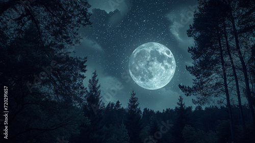 Beautiful night sky the full Moon