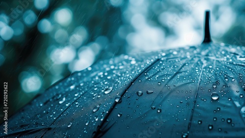 Close-up of a wet black umbrella photo