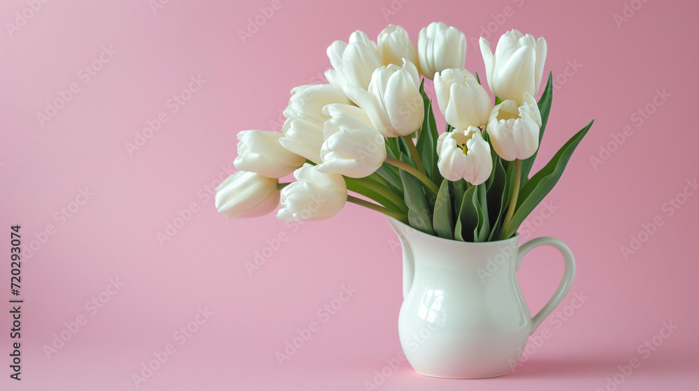 Bouquet of white tulips