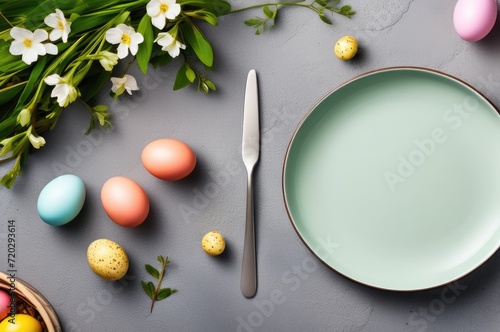Easter Dining Setting with Floral Decor and Eggs