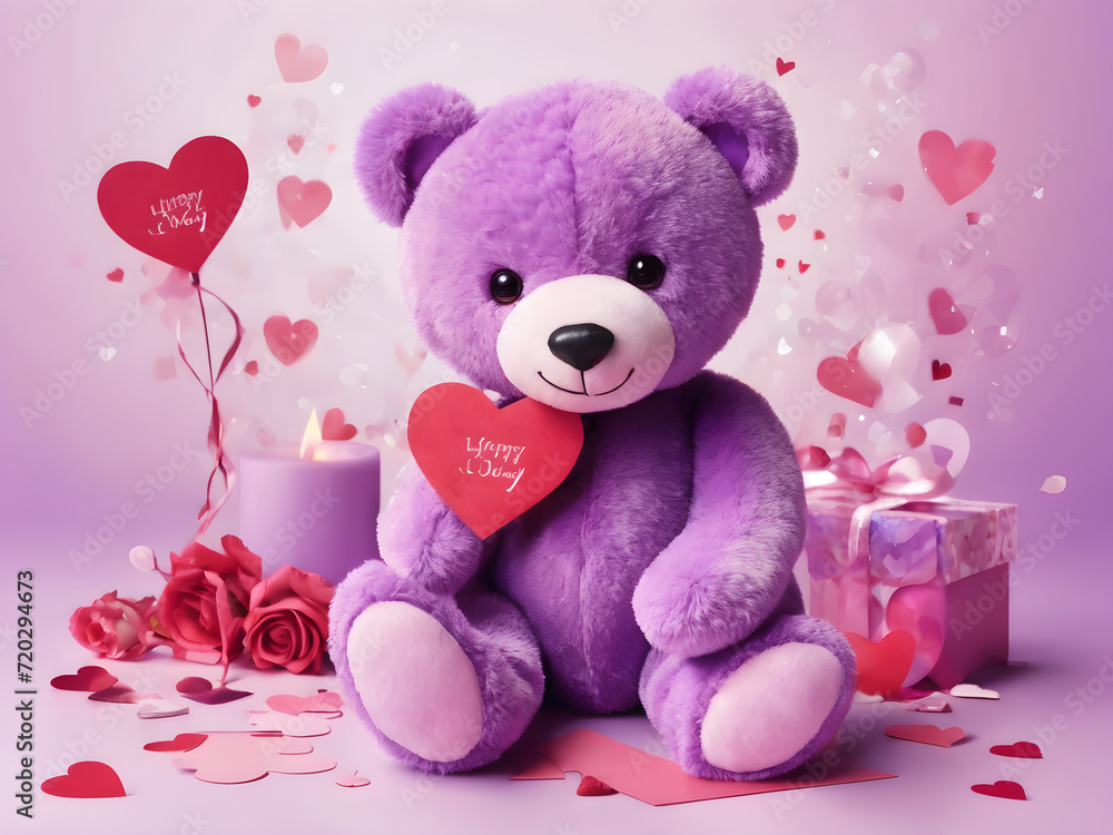 cute fluffy teddy bear with hearts valentines day card cute fluffy teddy bear with hearts valentines day card