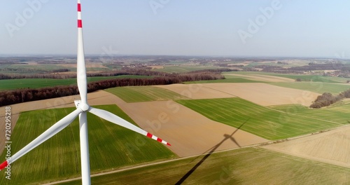 Aerial wiev of windmills farm. Power Energy Production