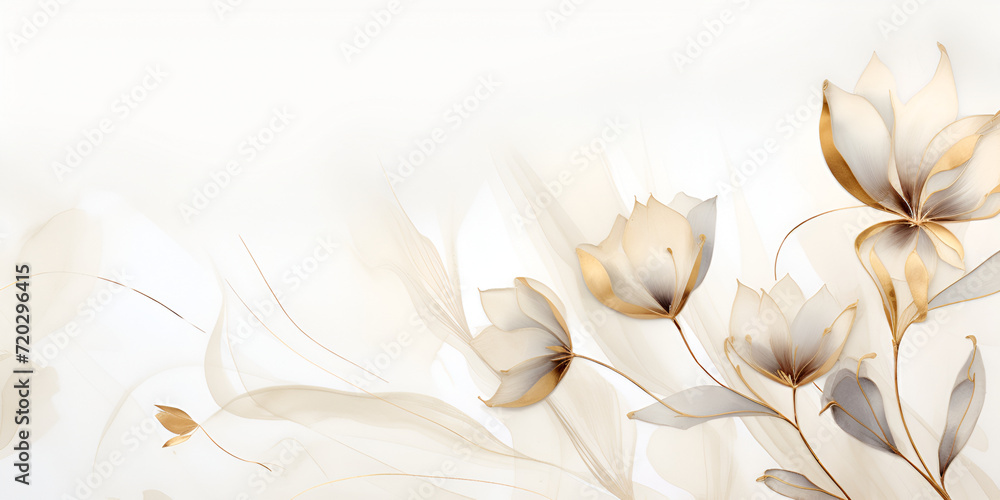 Beautiful abstract beige and white watercolor floral design background