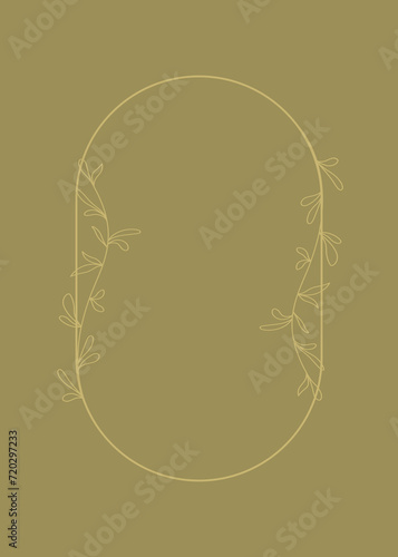 Minimal background frames with hand drawn flowers and leaves