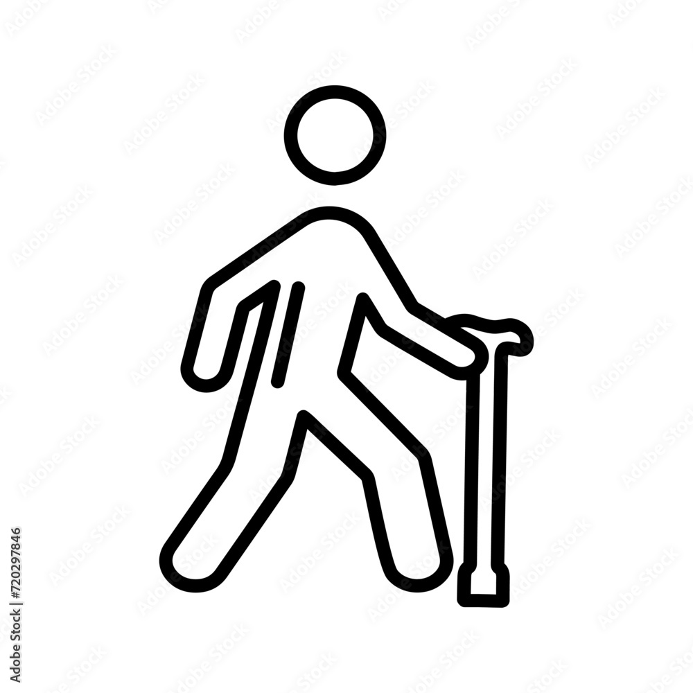 Walking Stick Vector Icon Walking Stick Vector Icon
