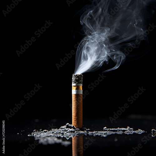 Cigarette Butt smoking on a black background 