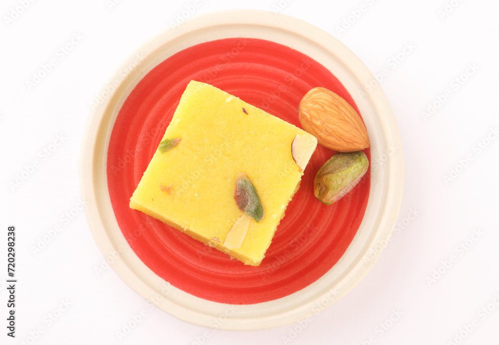 Indian Sweet Kaju Katli or kesar pista barfi