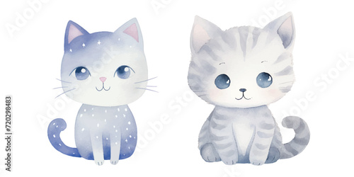 watercolor of cute cat vector illustration