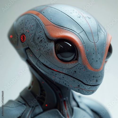 Close-Up of Robot With Red Eyes