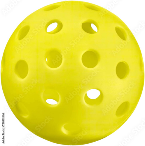 Yellow pickleball ball with transparent background