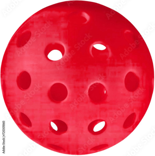 Red pickleball ball with transparent background
