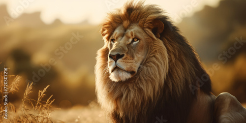 Majestic Lion in Golden Hour Light. © MOMO