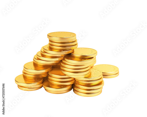 3d illustration gold pile of coins isolated on trasnparent background
