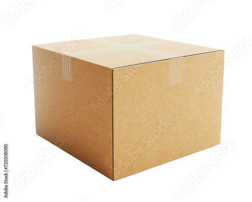 Cardboard brown box isolated on transparent background, realistic png element.
