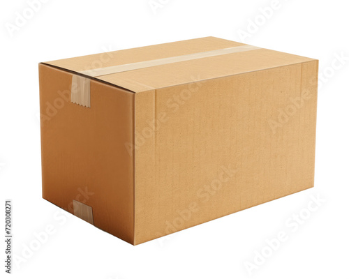 Cardboard brown box isolated on transparent background, realistic png element. © Yuliana