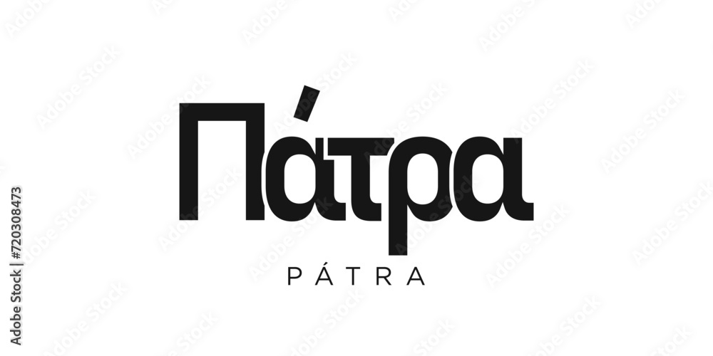 Patra in the Greece emblem. The design features a geometric style, vector illustration with bold typography in a modern font. The graphic slogan lettering. Patra in the Greece emblem. The design features a geometric style, vector illustration with bold typography in a modern font. The graphic slogan lettering.