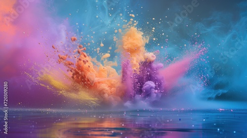 Multi-colored explosion of powder in pastel colors © Tymofii