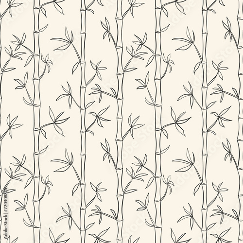 Fototapeta Naklejka Na Ścianę i Meble -  Seamless bamboo pattern. Black and cream white vector illustration. Textile, wrapping, wallpaper