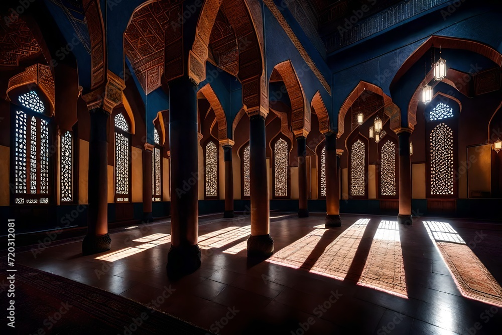 interior of the mosque in Ramadan