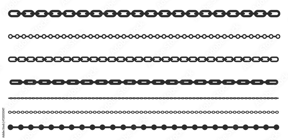 dangling chain links set design. Vector set of black lines of chain. dangling chain links set design. Vector set of black lines of chain.