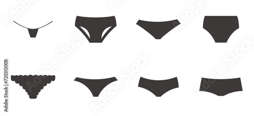 Set of summer bikini illustration. Underwear silhouette vector icons.