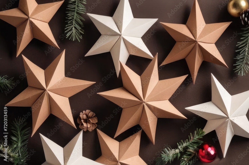 christmas stars on a gray chocolate background