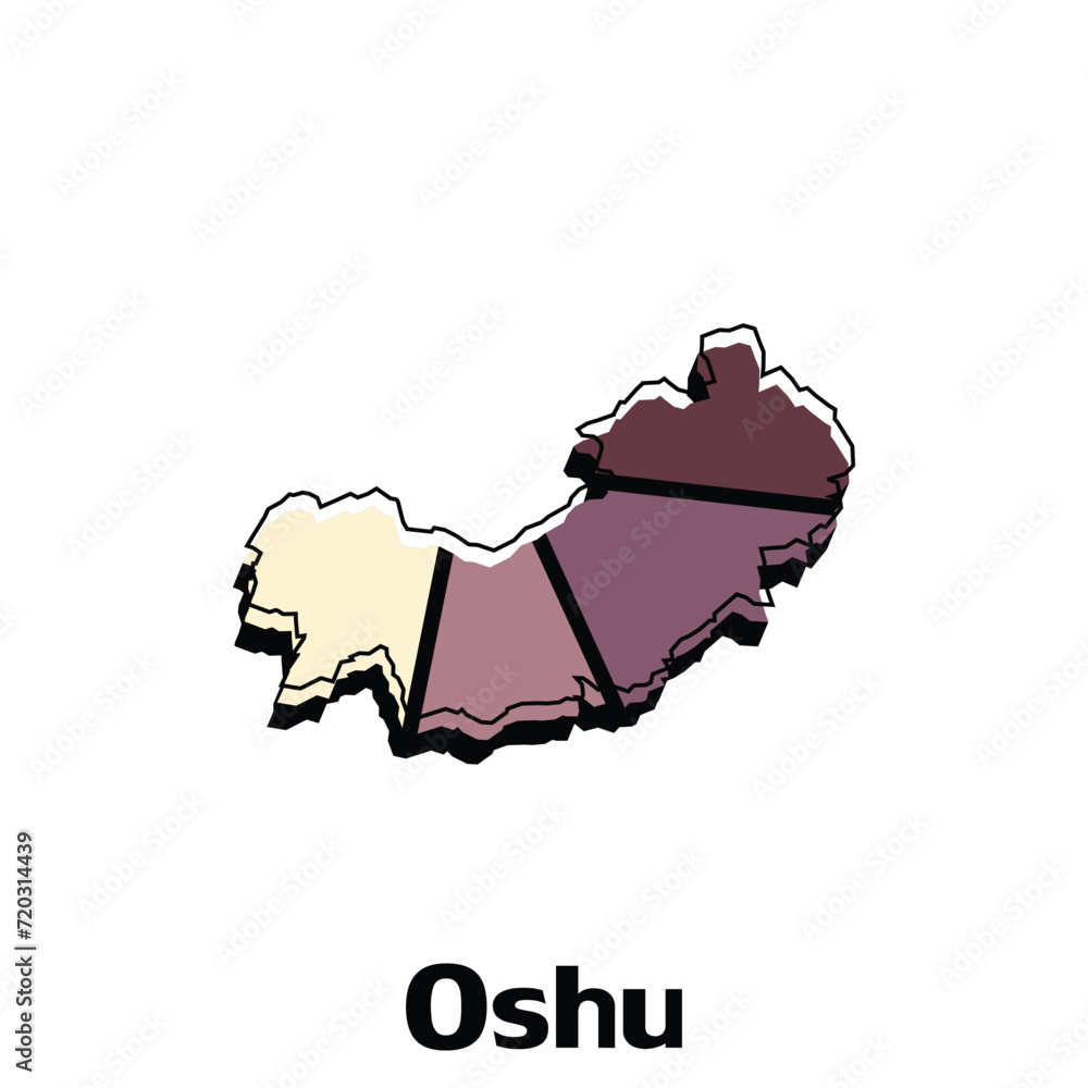 Vetor de Map of Oshu City japan map and infographic of provinces