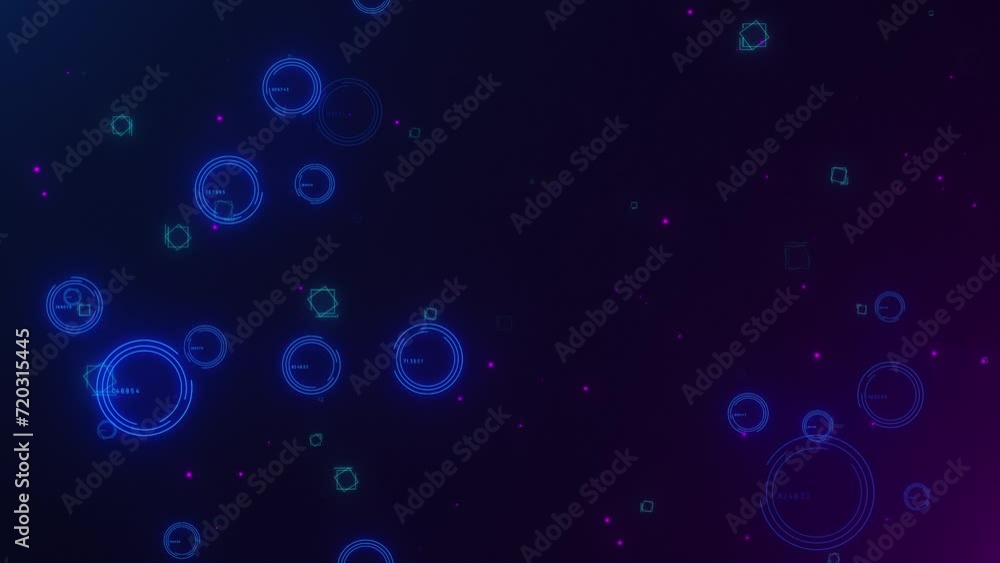Abstract Neon Particles Background. Different Neon Elements And Dark Background. Abstract Neon Particles Background. Different Neon Elements And Dark Background.