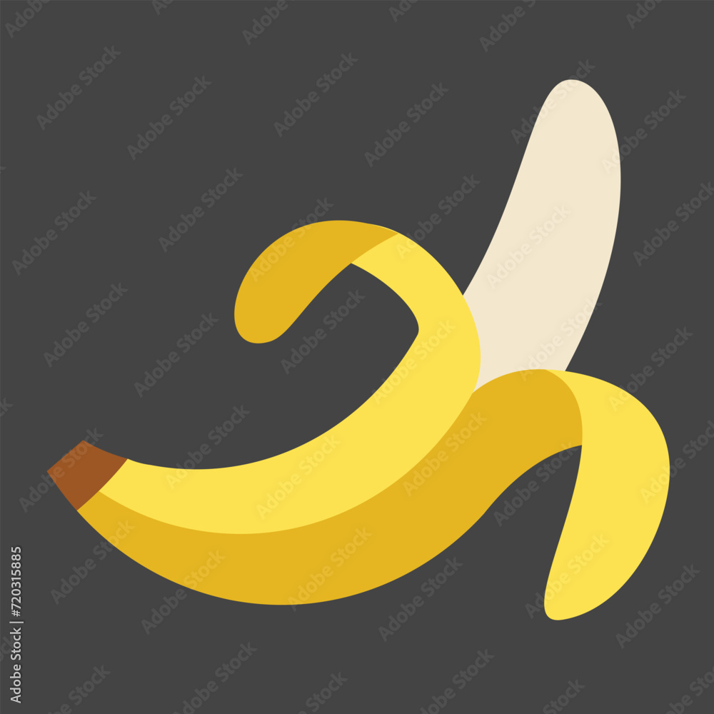 Banana icon design. Isolated ripe banana, peeled and ready to eat. Snack for child, monkey sign emoji design. Banana icon design. Isolated ripe banana, peeled and ready to eat. Snack for child, monkey sign emoji design.