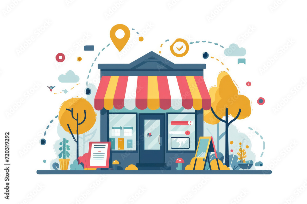 Local SEO: Optimizing a website for local searches, especially important for businesses serving a local community - obrazy, fototapety, plakaty 
