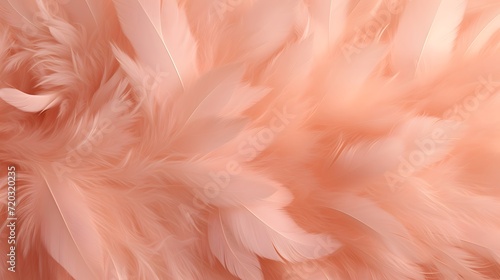 An abstract background of fluffy peach fuzz feathers that are delicate and dreamy in texture.  © Ziyan Yang