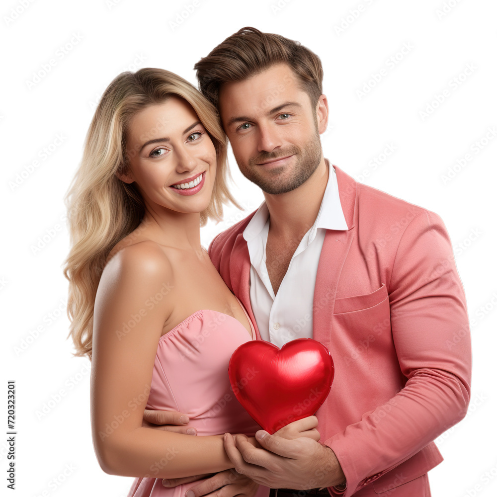 Valentine's day with couple isolated on transparent background, Generative ai. Valentine's day with couple isolated on transparent background, Generative ai.