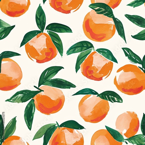 Cute Retro hand painted peaches pattern, heavy brushstrokes, simple white background inspired book cover.