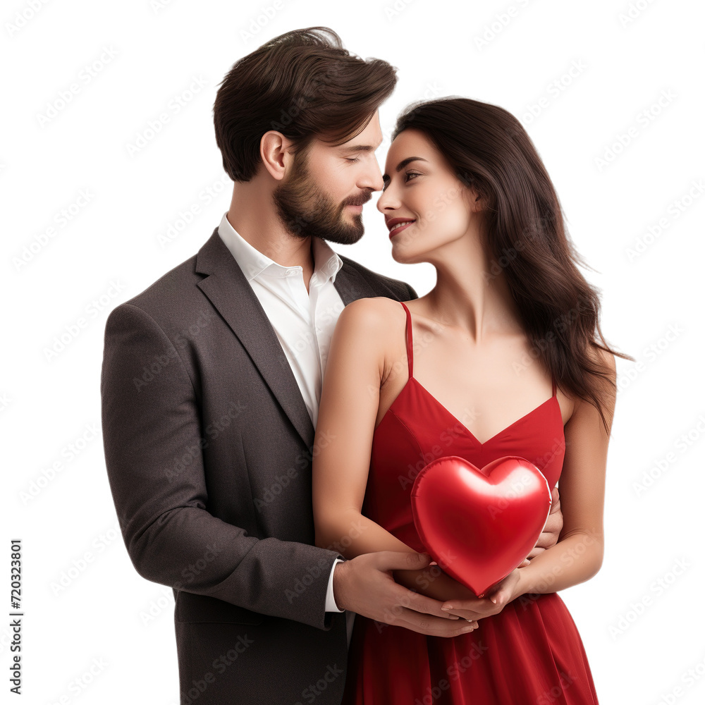 Valentine's day with couple isolated on transparent background, Generative ai. Valentine's day with couple isolated on transparent background, Generative ai.