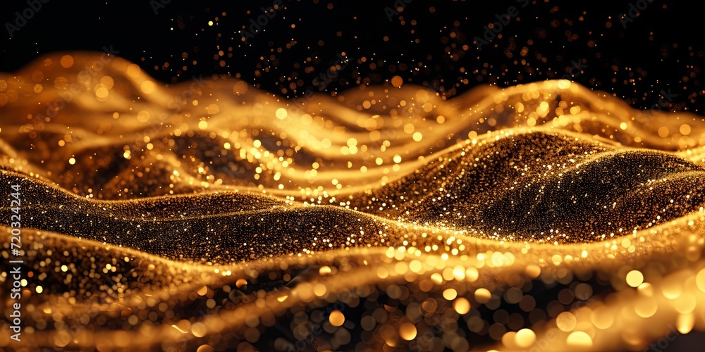 Flowing golden sand particles on black background Flowing golden sand particles on black background