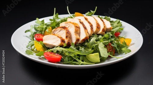 Fresh green salad with chicken breast,