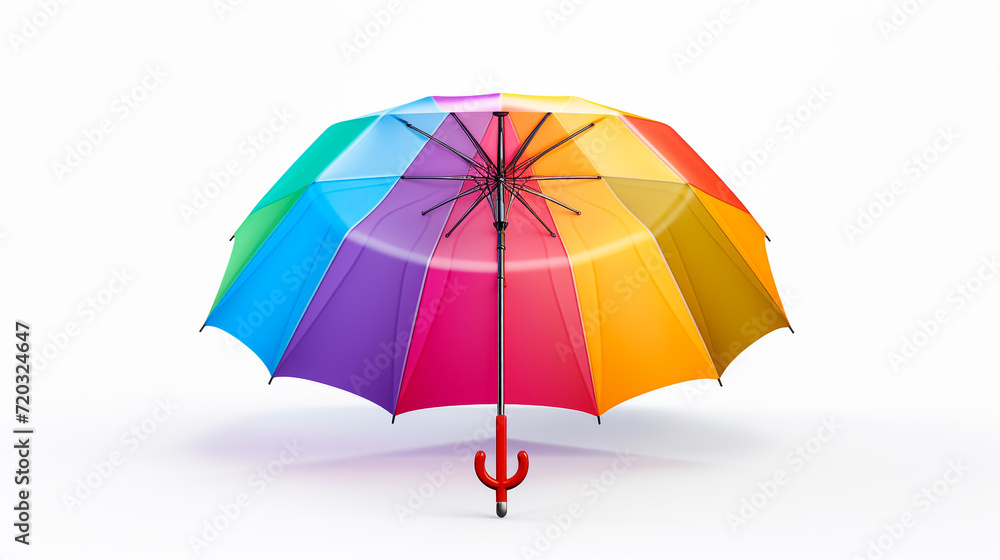 multicolour open umbrella with white  background, Generative Ai