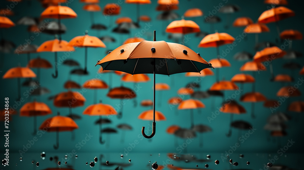 yellow umbrella with beautiful background, generative AI 