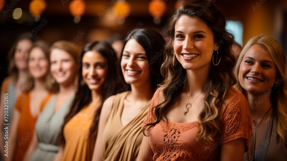 Un grupo de futuras mamás reunidas en una clase de yoga prenatal, todas sonrientes y participando activamente en actividades de bienestar.