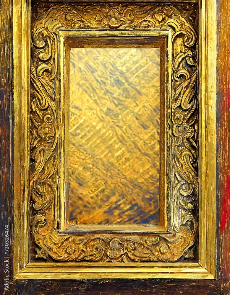 wooden frame with gold frame